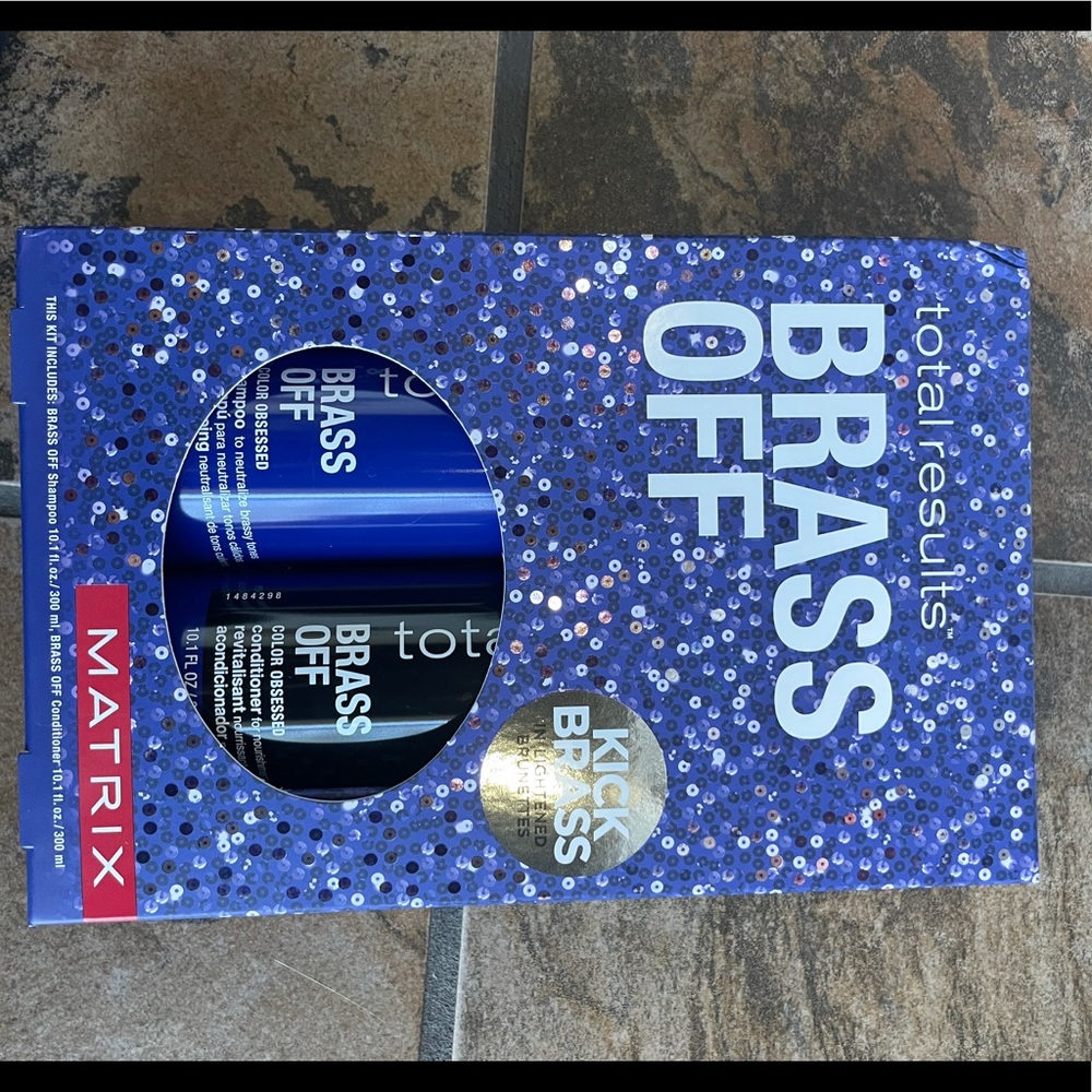 Matrix total results brass off shampoo and conditioner set.